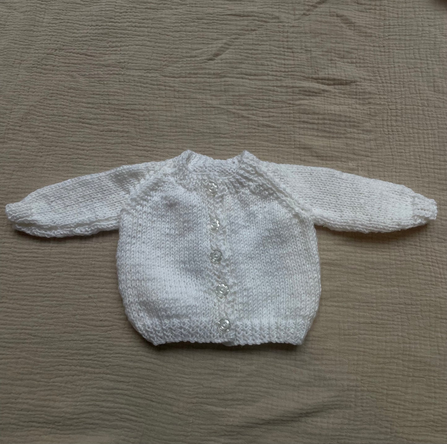 Newborn white sparkly cardigan