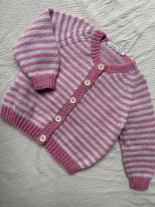 6-12months pale rose and parchment stripe cardigan