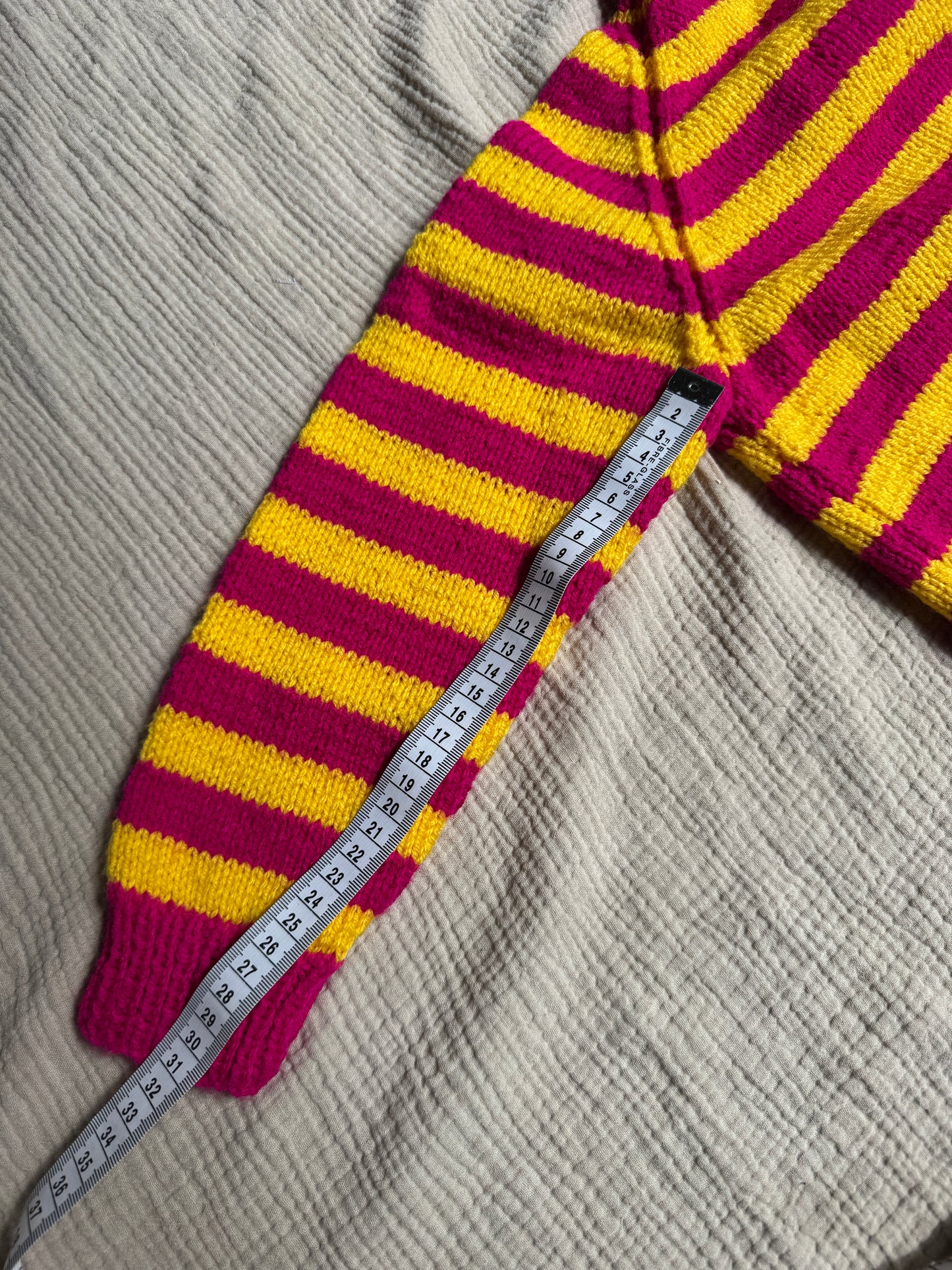3-4 years hot pink and cornflower stripe cardigan