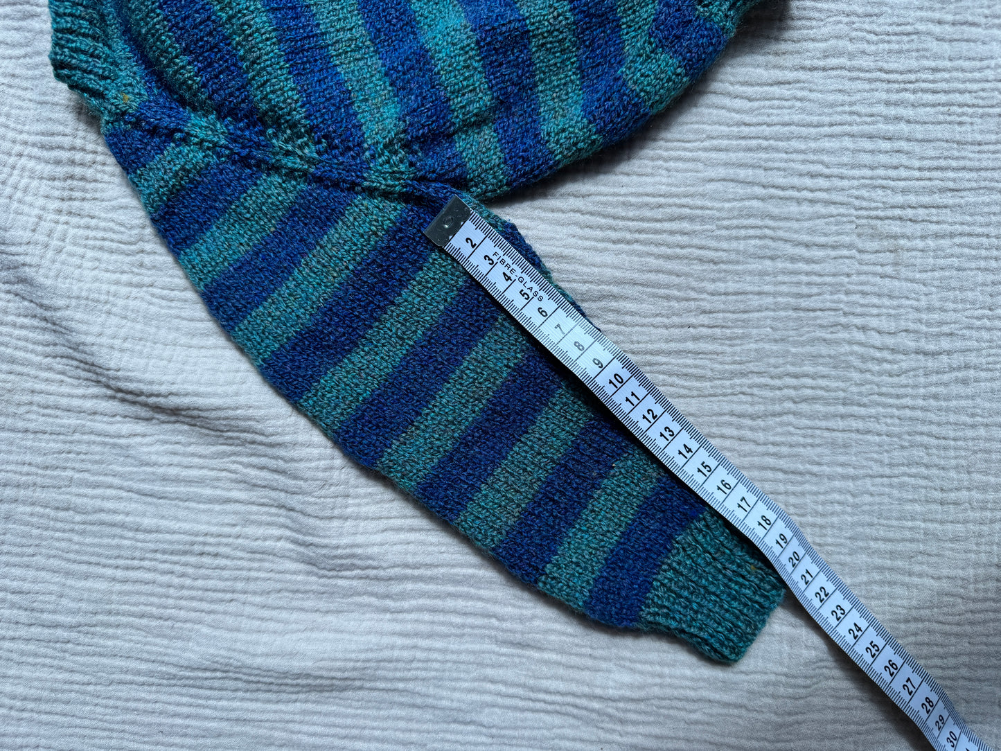 6-12m blue & green stripe cardigan