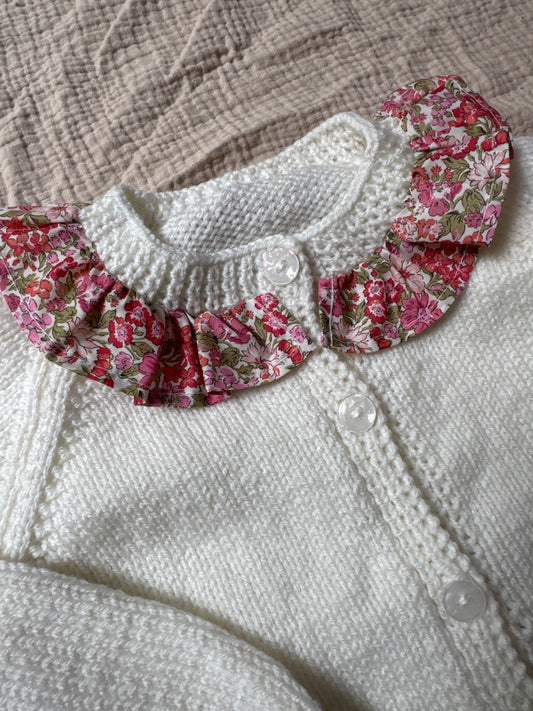 1-2 years pale cream cardigan with liberty collar