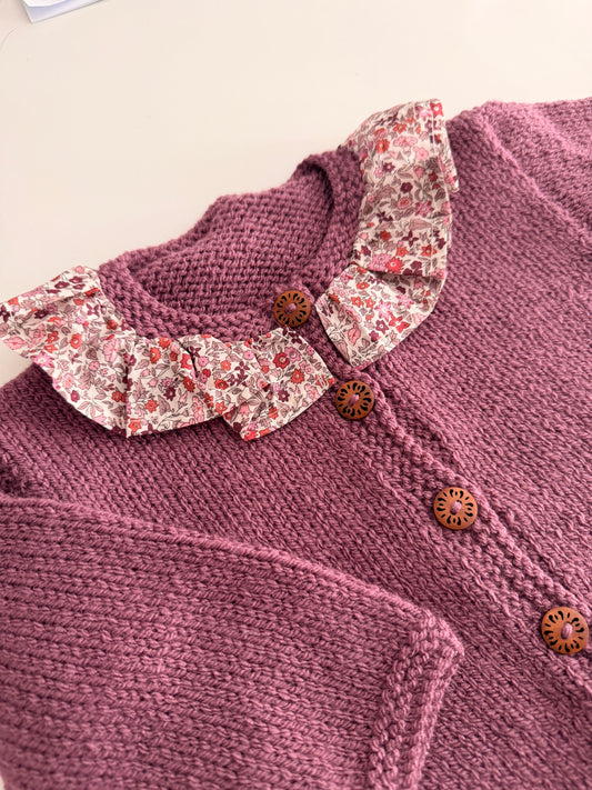 6-12 grape cardigan with liberty collar