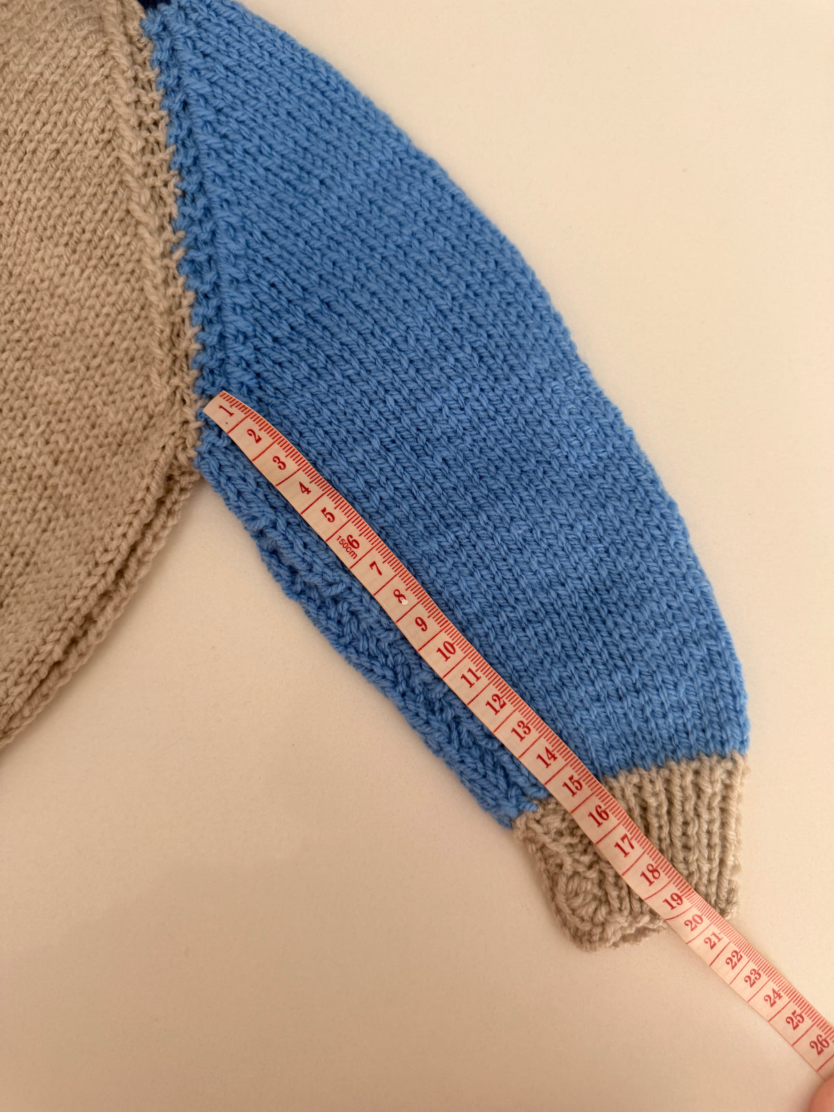 6-9 months oatmeal and blue cardigan