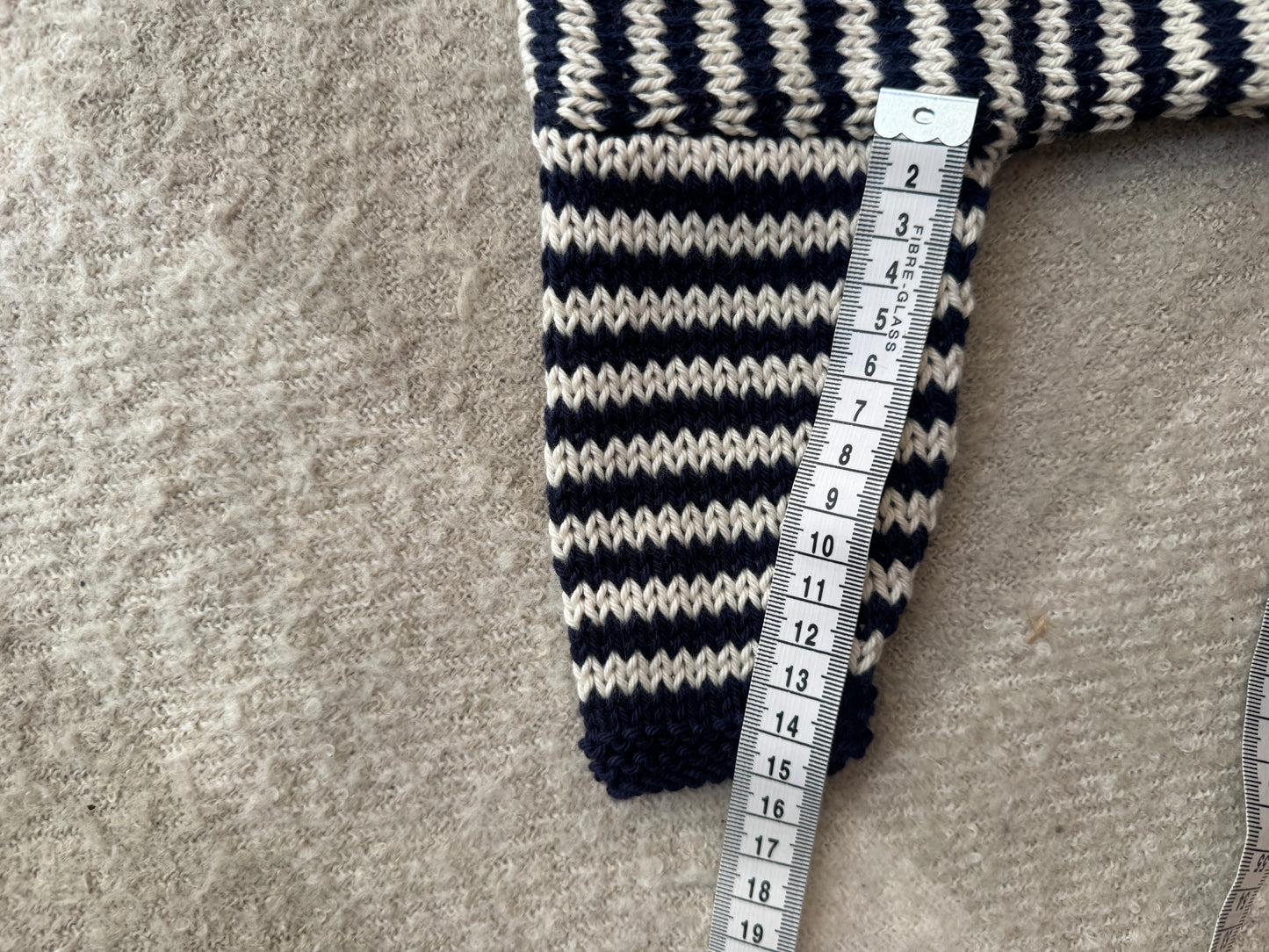 6-9m cream and navy cotton stripe jumper