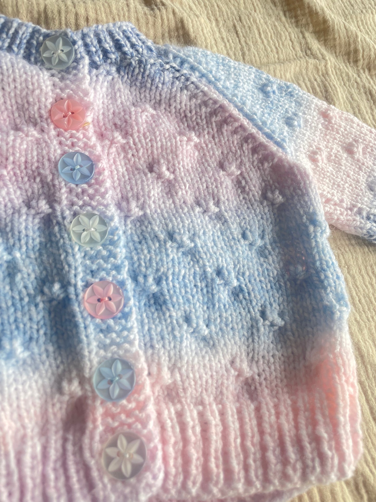 3-6m pink and blue ombré cardigan