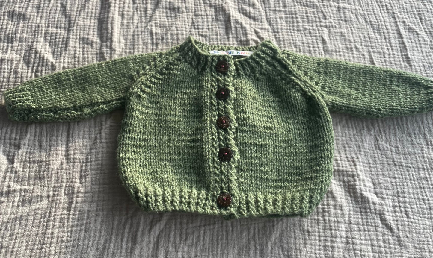 0-1 month sage cardigan