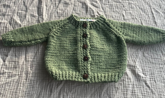 0-1 month sage cardigan
