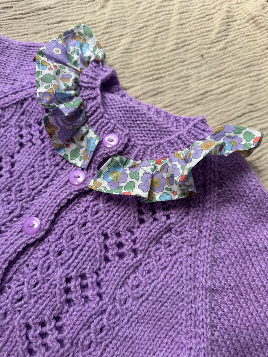 2-3 years lilac cardigan with liberty collar