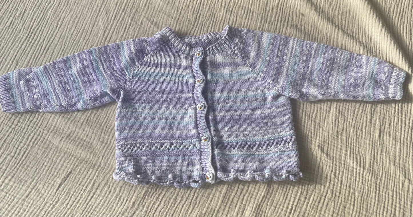 6-9m lilac patterned cardigan