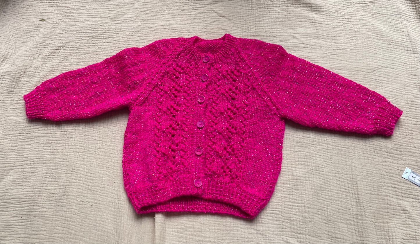 1-2 years magenta sparkle cardigan