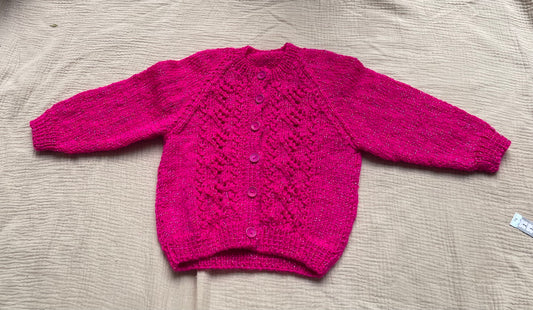 1-2 years magenta sparkle cardigan