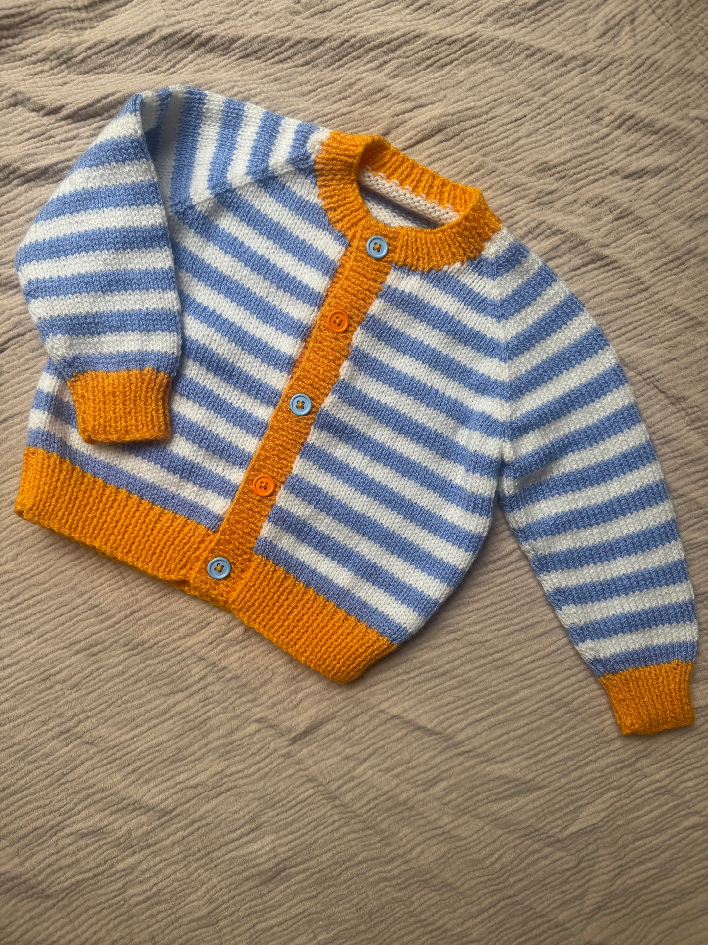 1-2 years blue/white striped cardigan