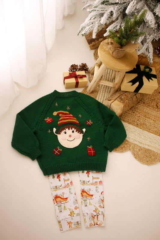 Cheeky Elf 3-4 years bottle green cardigan