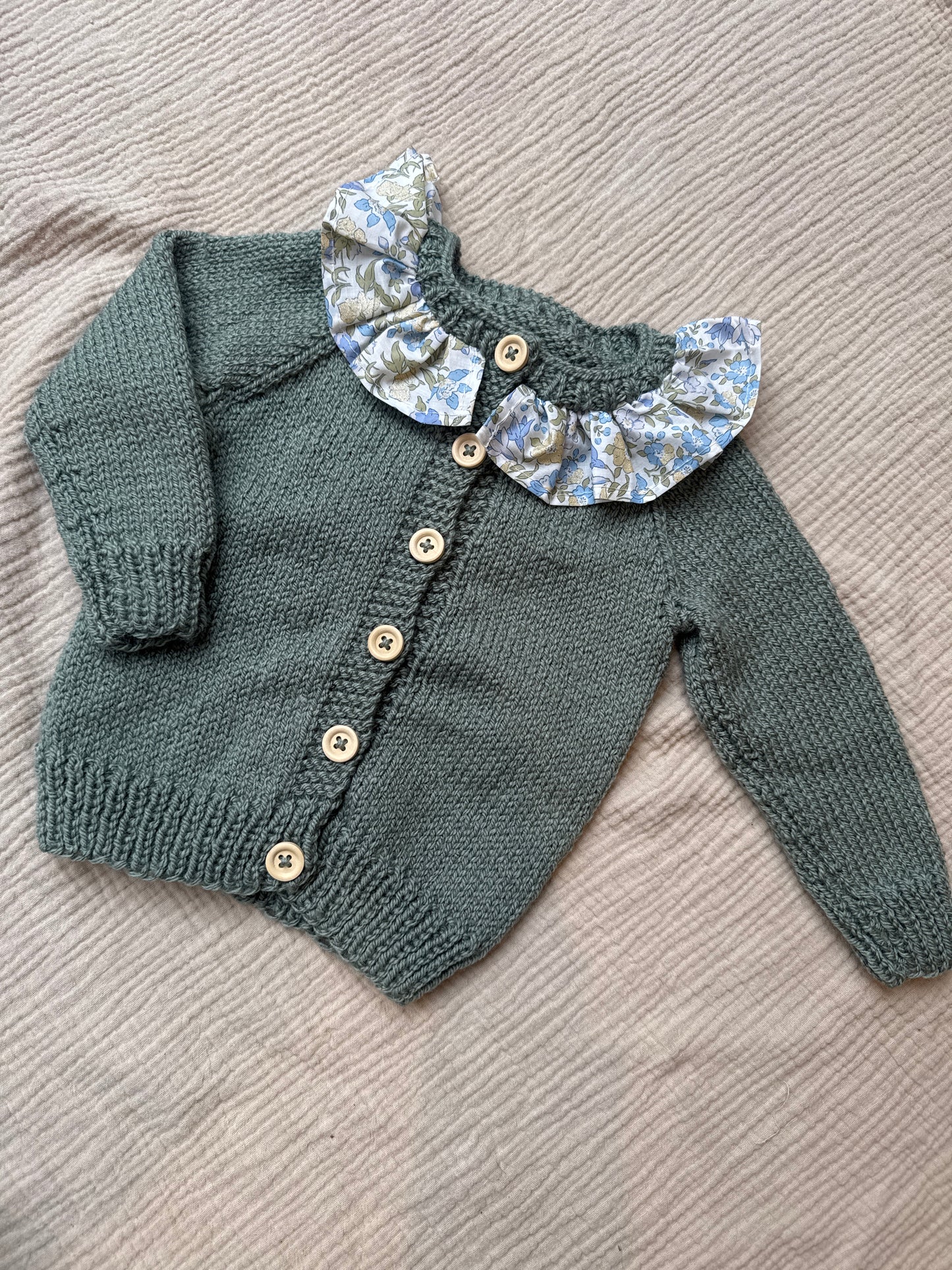 3-6m sage with liberty collar cardigan