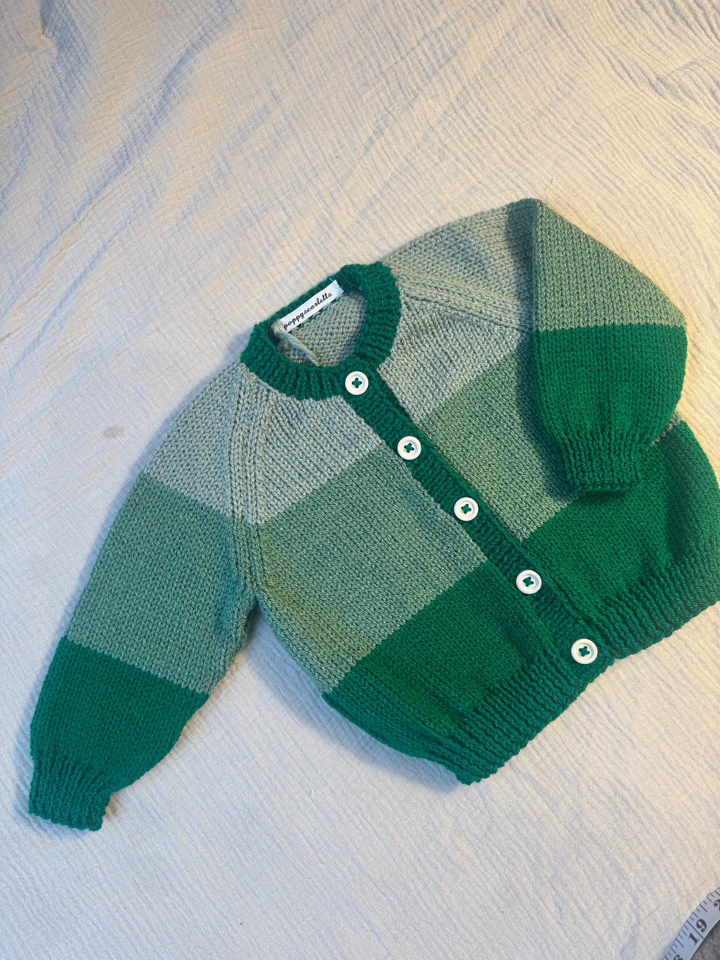 6-12m green stripe cardigan