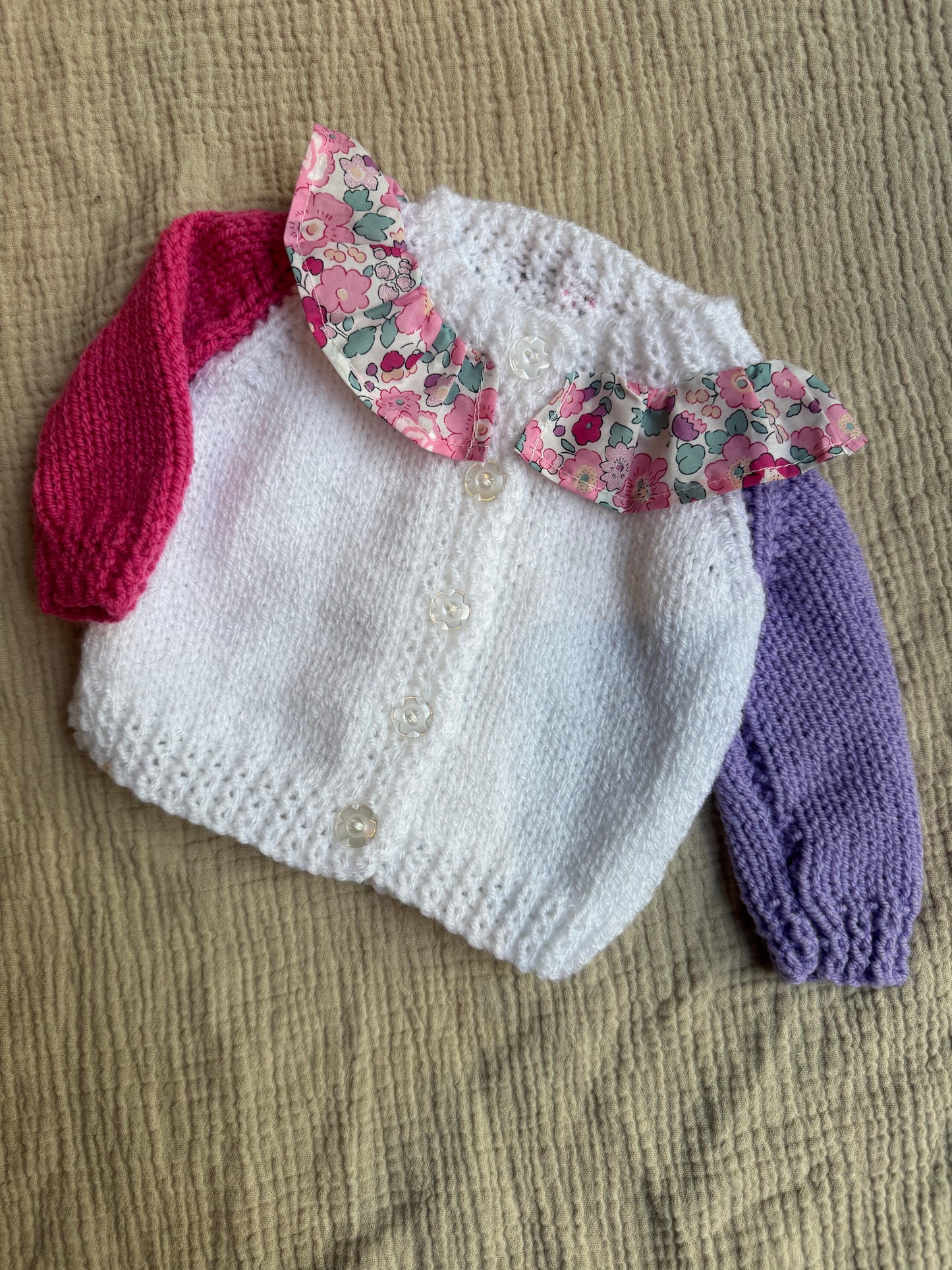 0-1m colour block with liberty collar cardigan