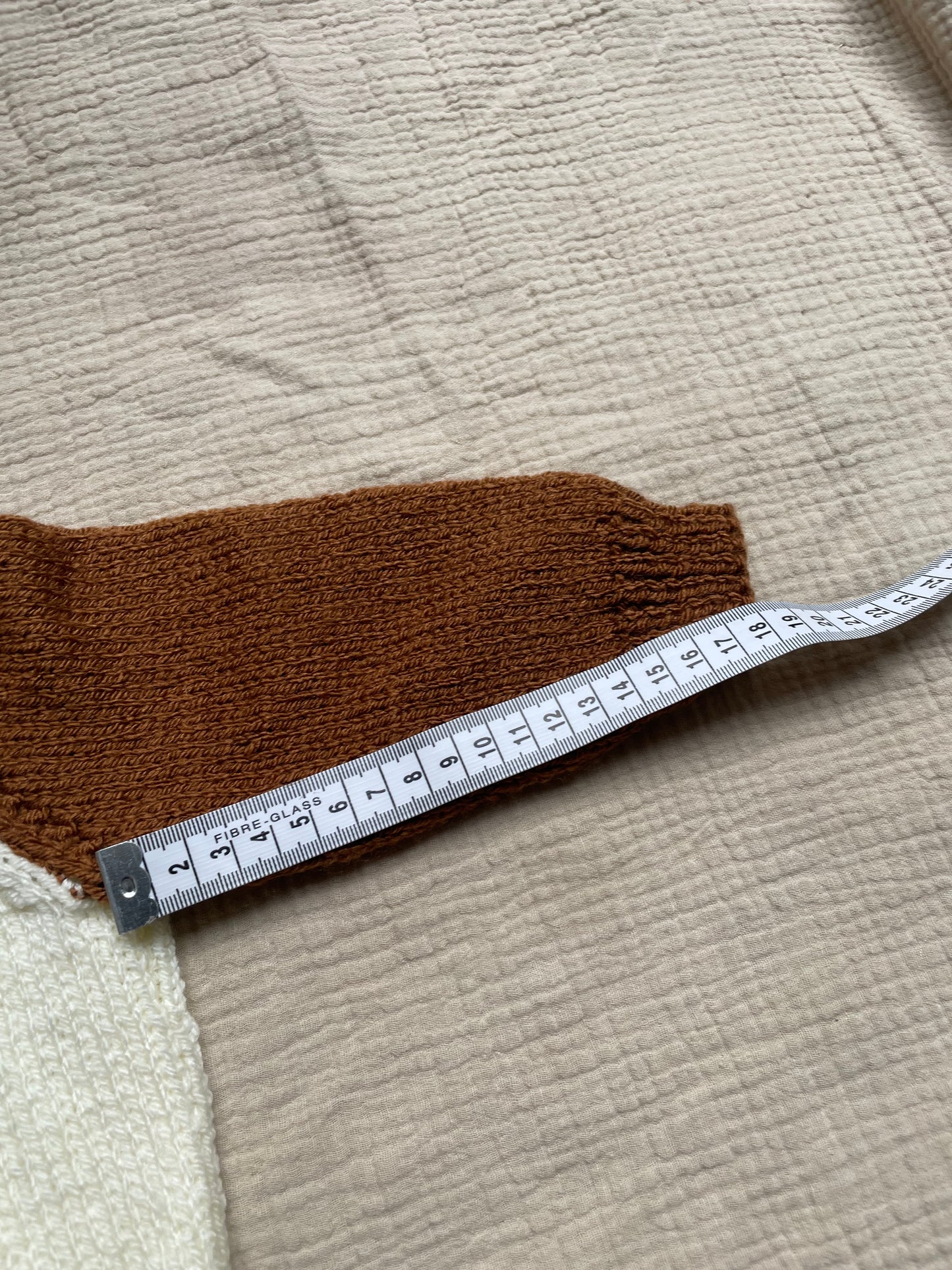 6-12m cream cardigan with gingerbread sleeves