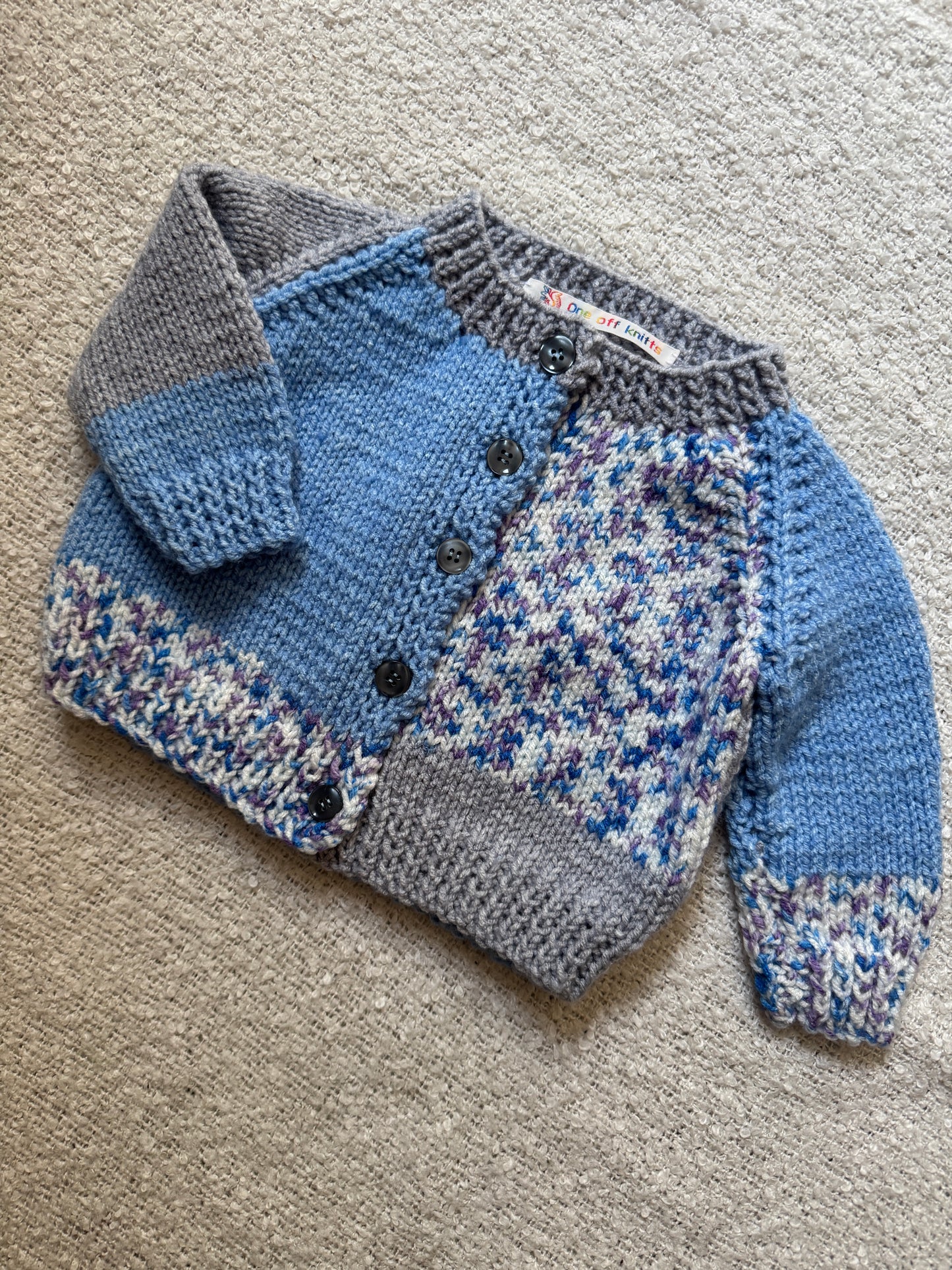 6-12months blue patchwork cardigan