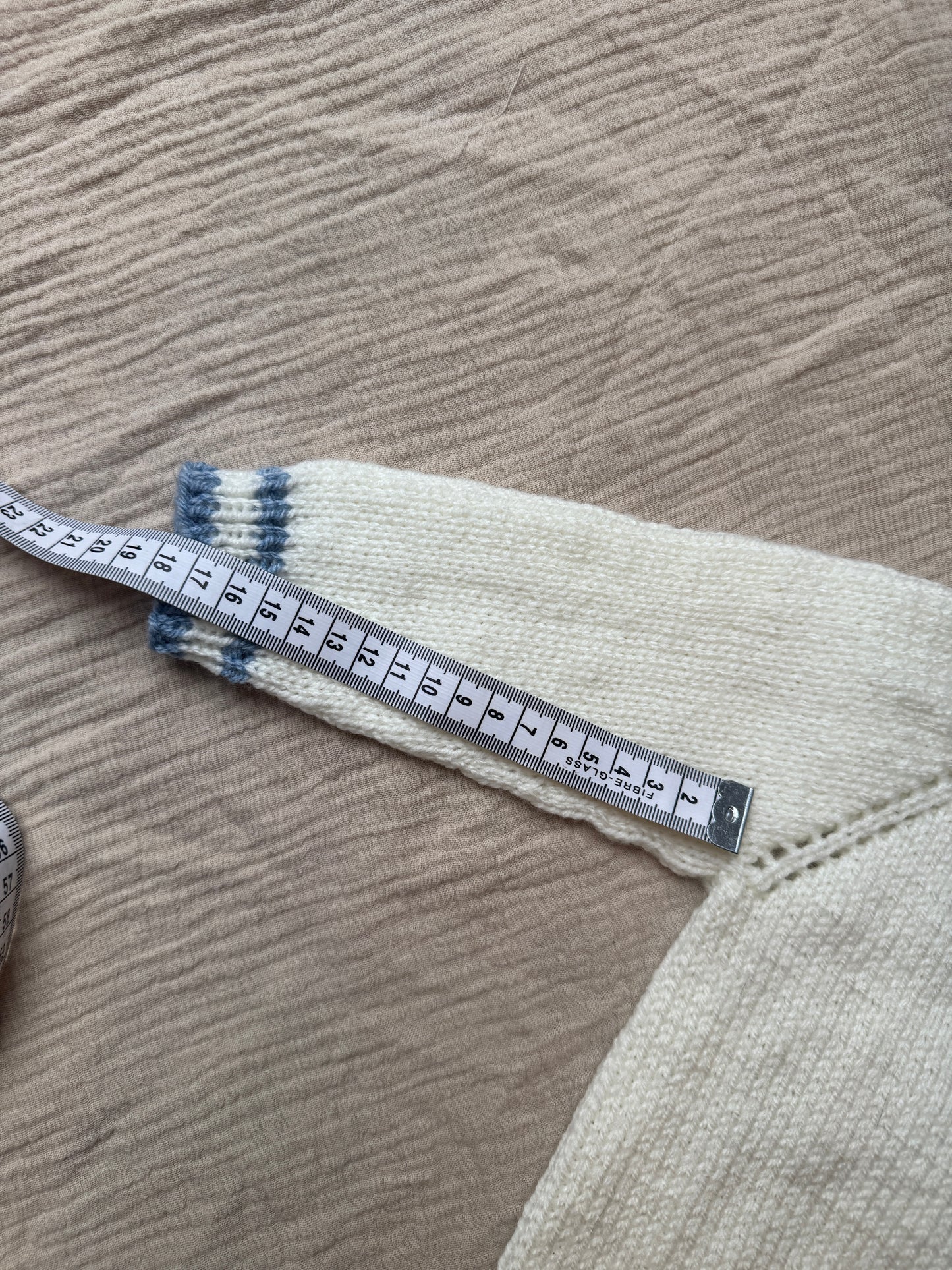 6-12m cream with blue highlights cardigan