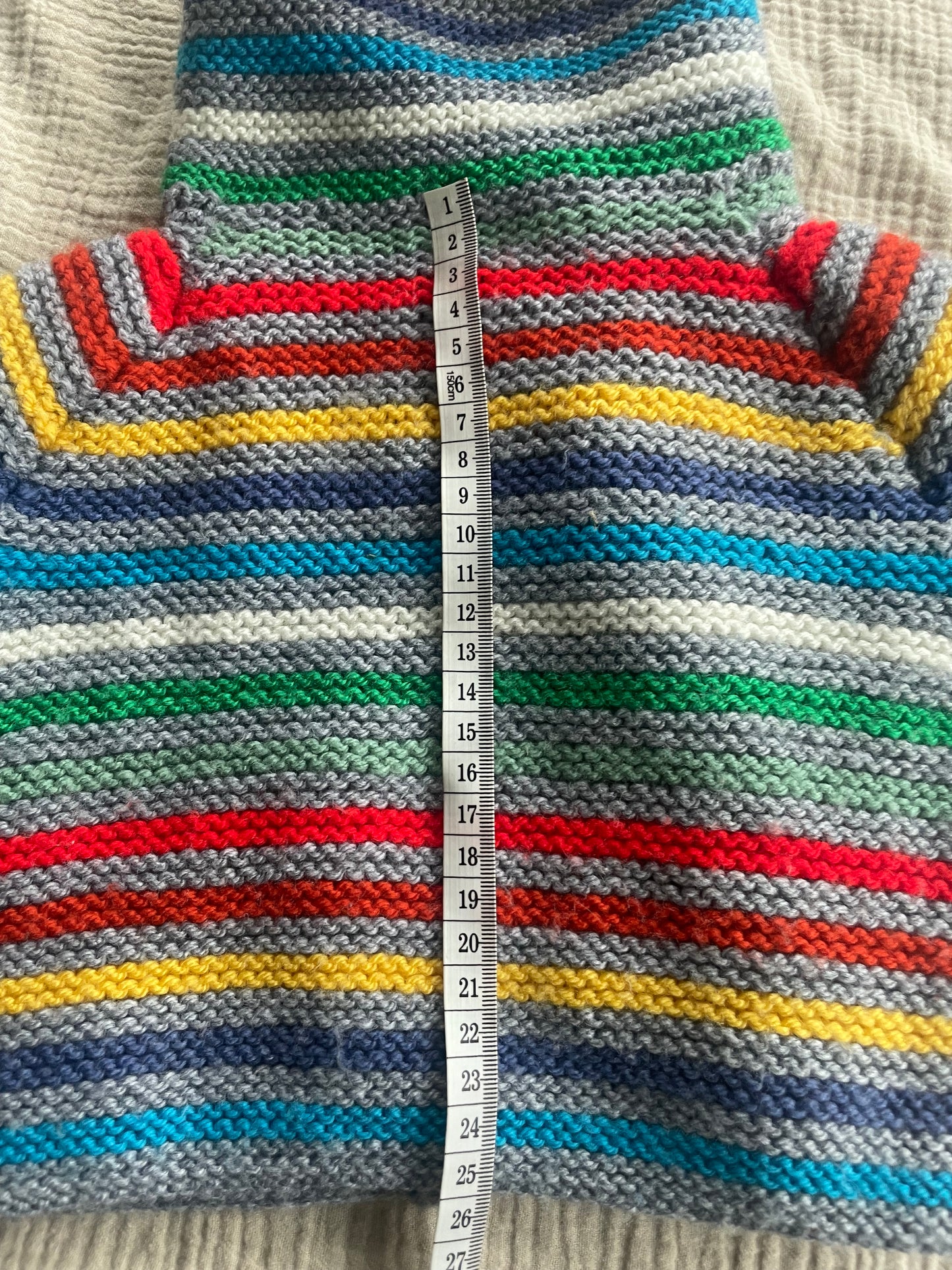 1-2years multicoloured striped cardigan with matching mittens