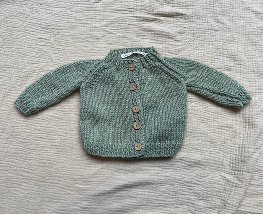 small 0-3m pale sage cardigan