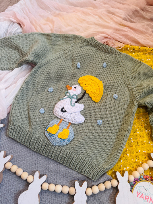 2-4 Years strawberry Cardigan with green collar