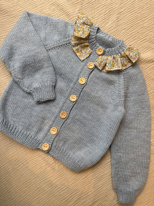 3-4 years sky marle with liberty collar cardigan