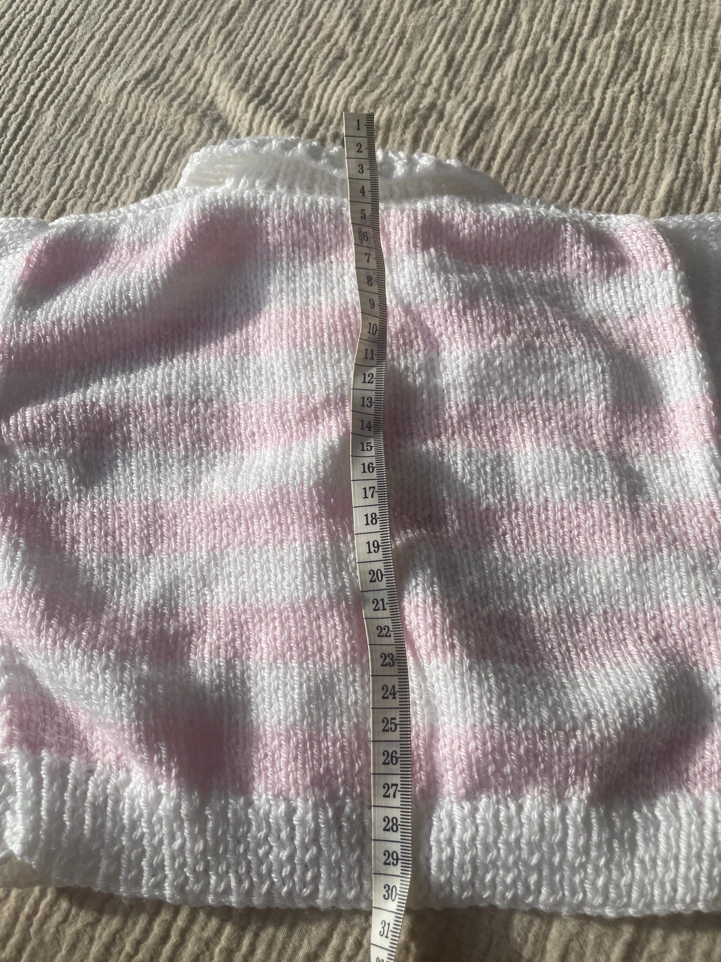 9-12m white and pink striped cardigan
