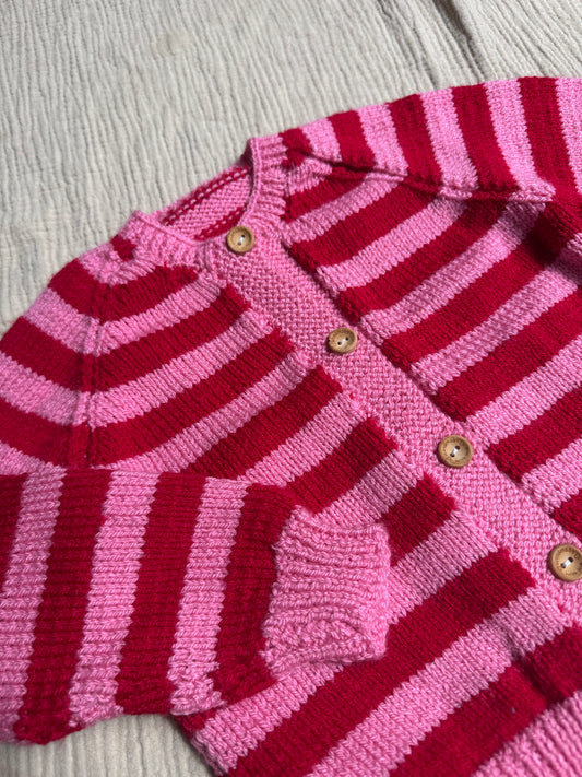 1-2 years fondant and lipstick stripe cardigan