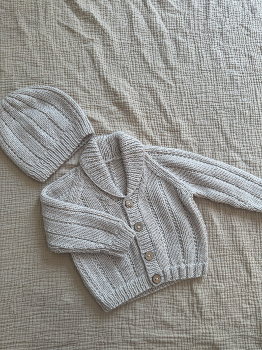 3-6m parchment Cardigan with hat
