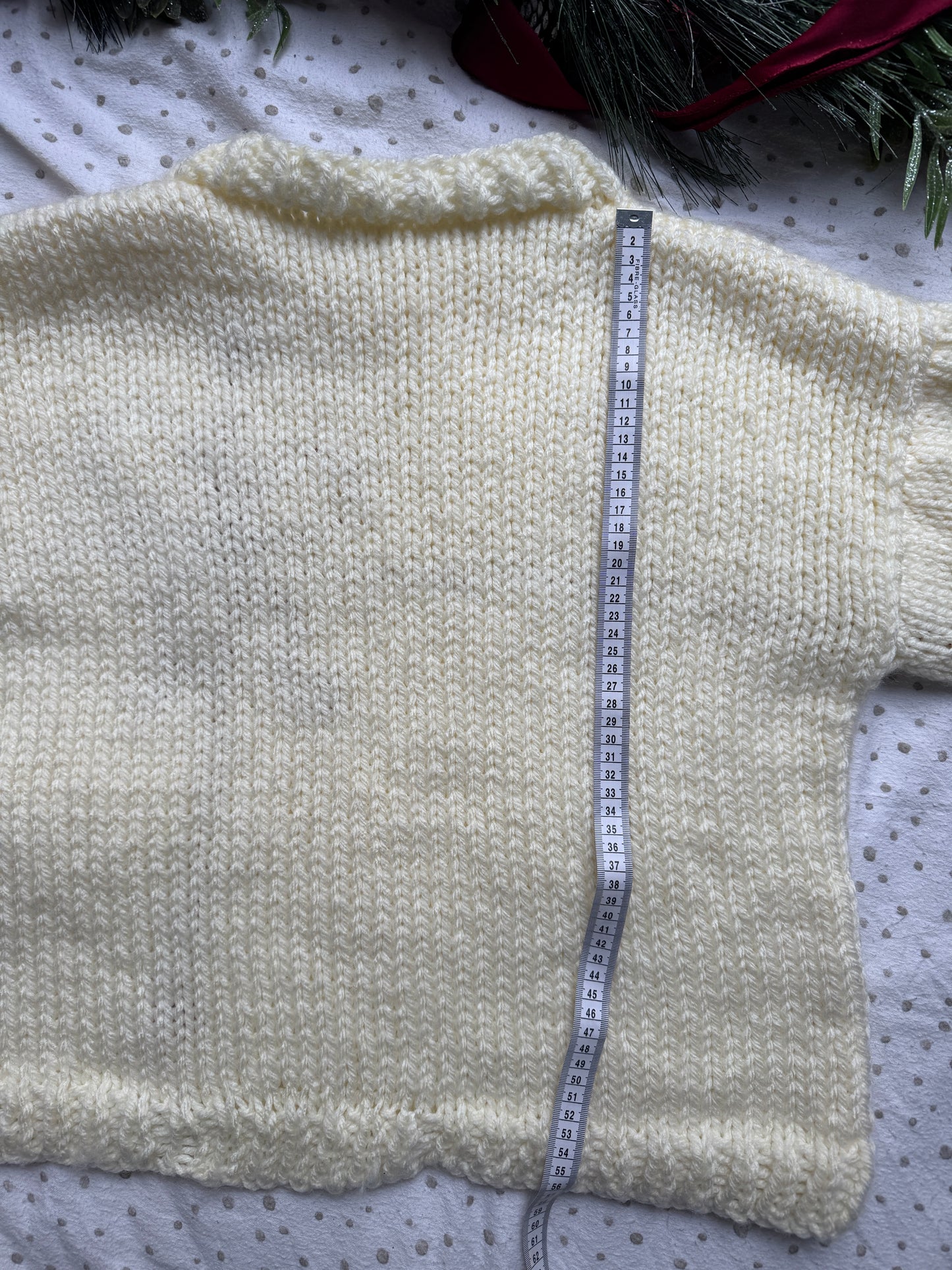 Preloved Super chunky adults size 14-16 warm cream with red present