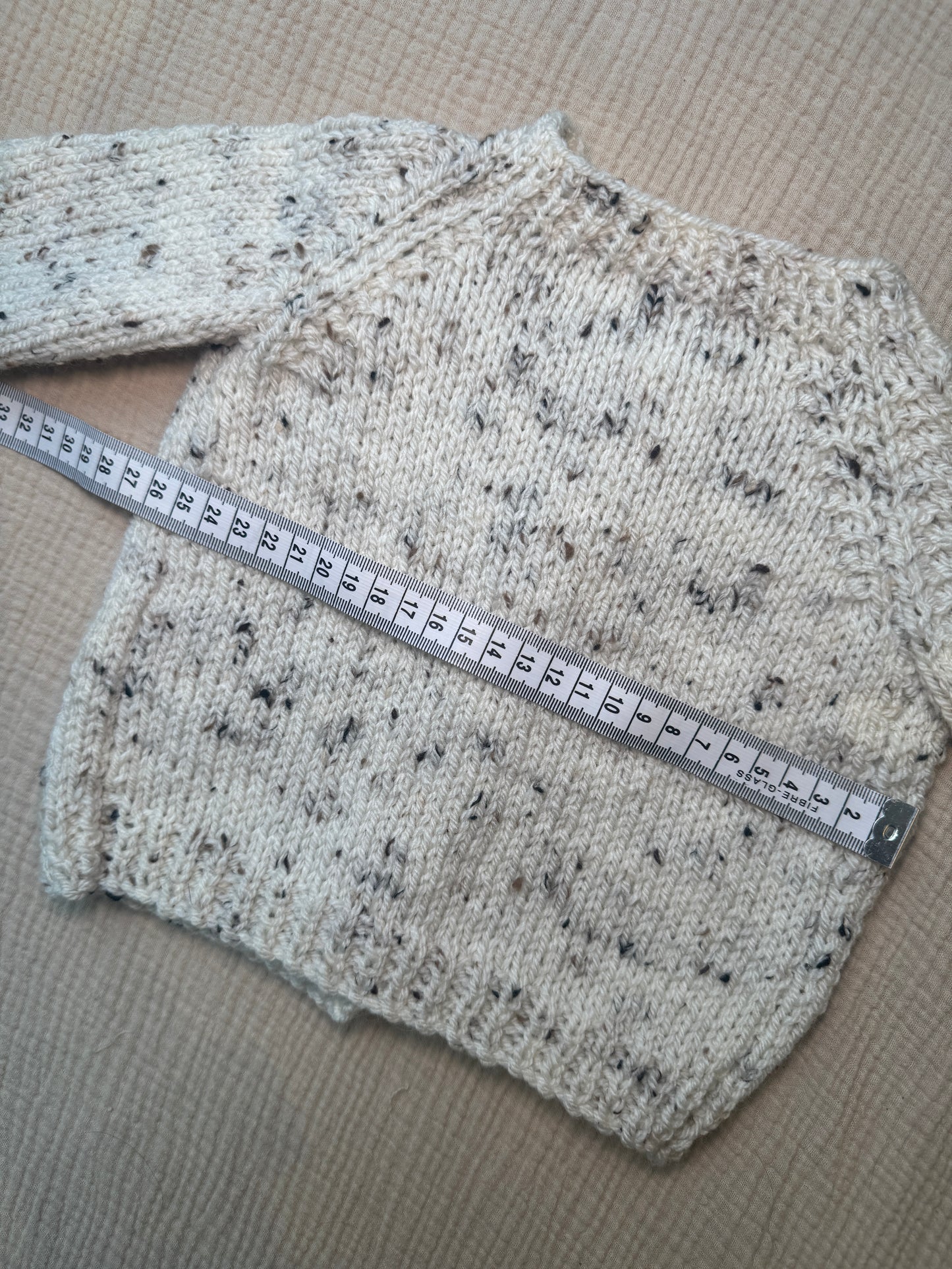 3-6m neutral fleck Aran cardigan