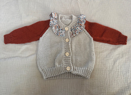 3-6m parchment and copper cardigan with liberty collar