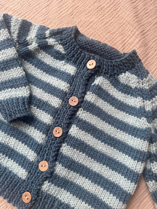6-12months mallard & duck egg striped cardigan