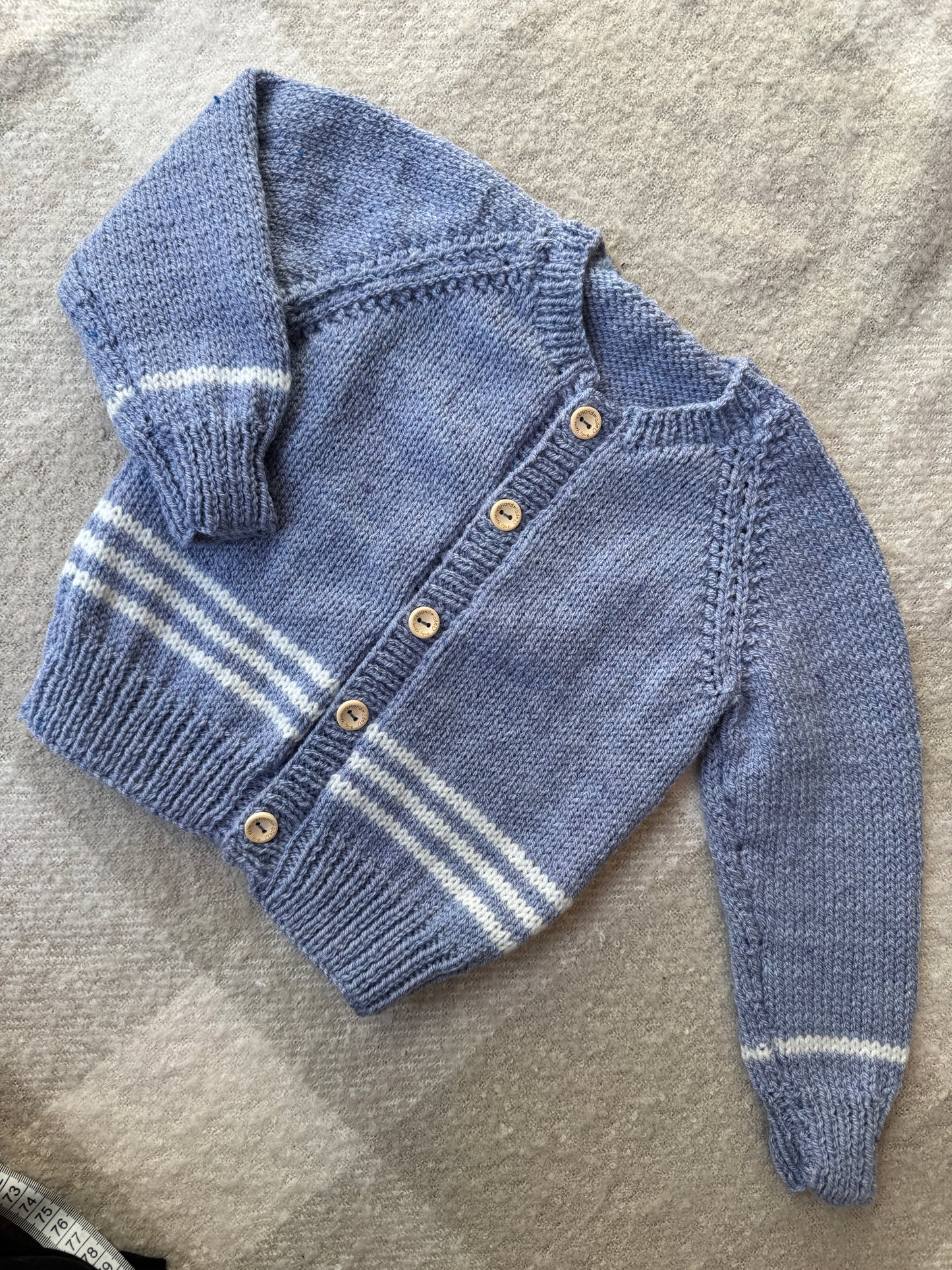 1-2 years blue & cream stripe cardigan
