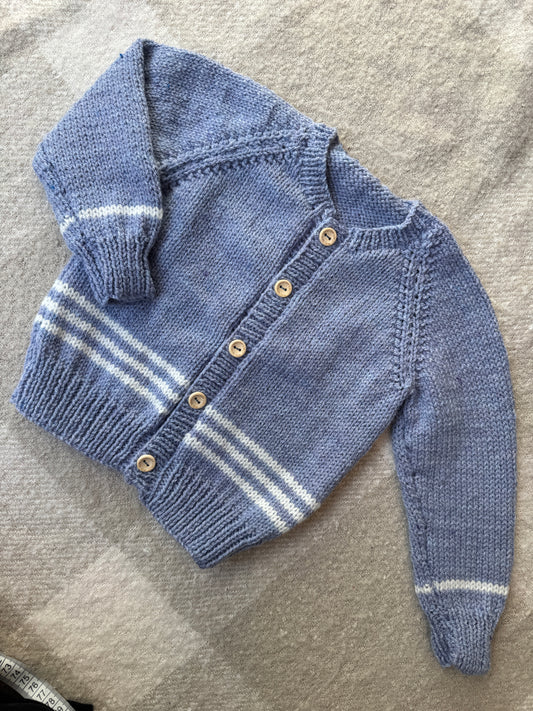 1-2 years blue & cream stripe cardigan