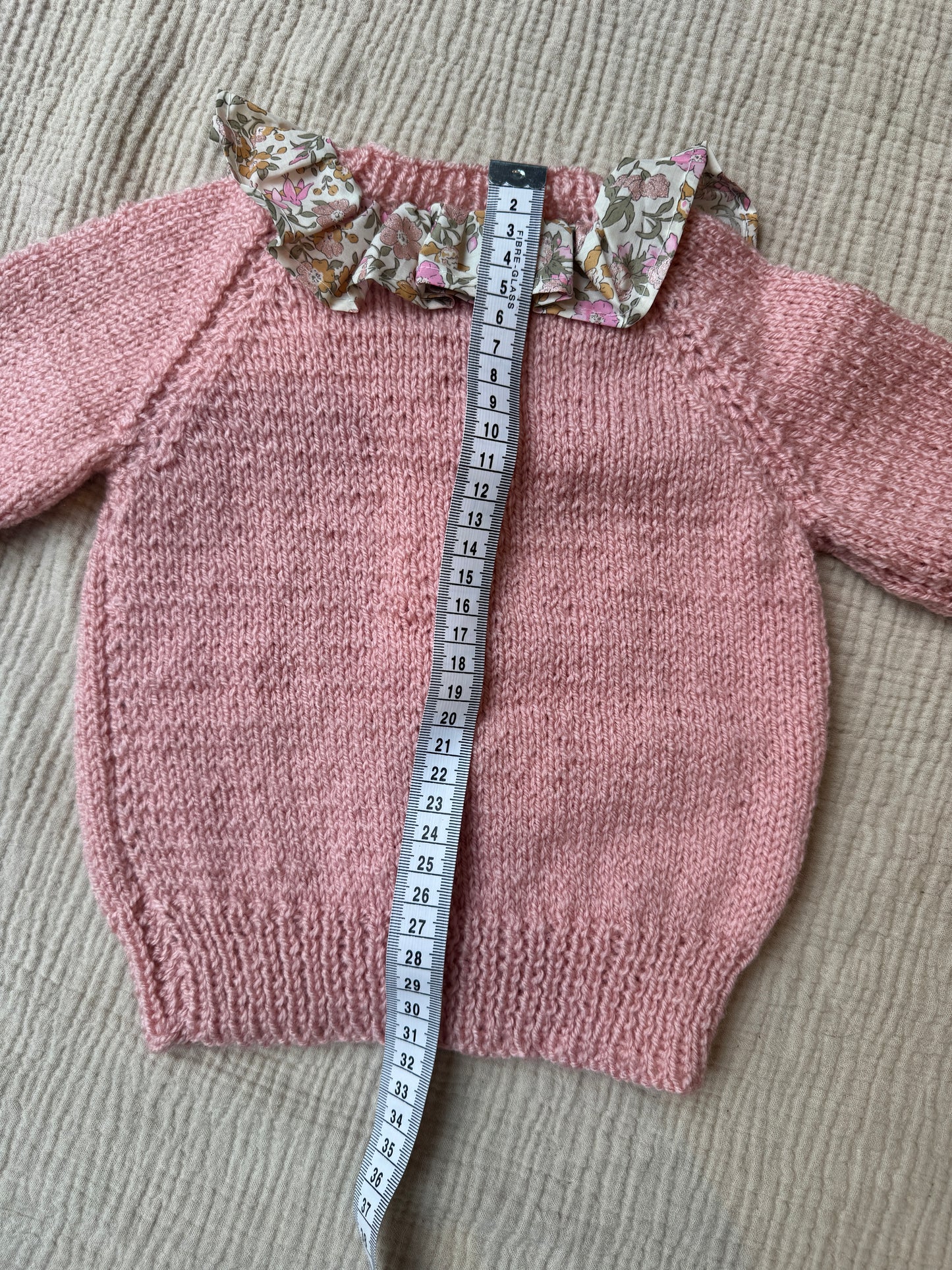 6-12m oyster pink with liberty collar cardigan