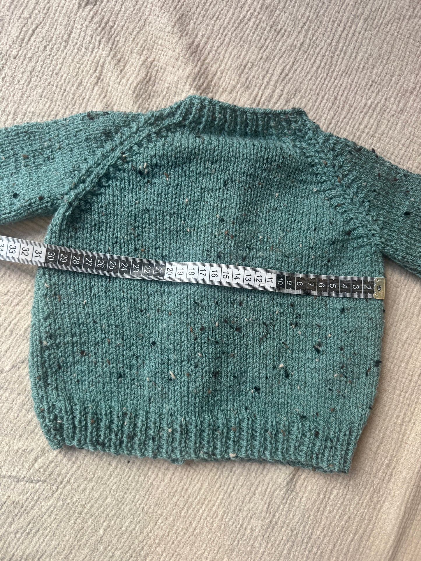 12/18m duck egg blue fleck aran Cardigan