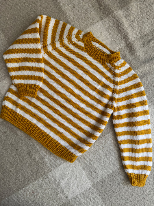 2-3 mustard and white stripe jumper