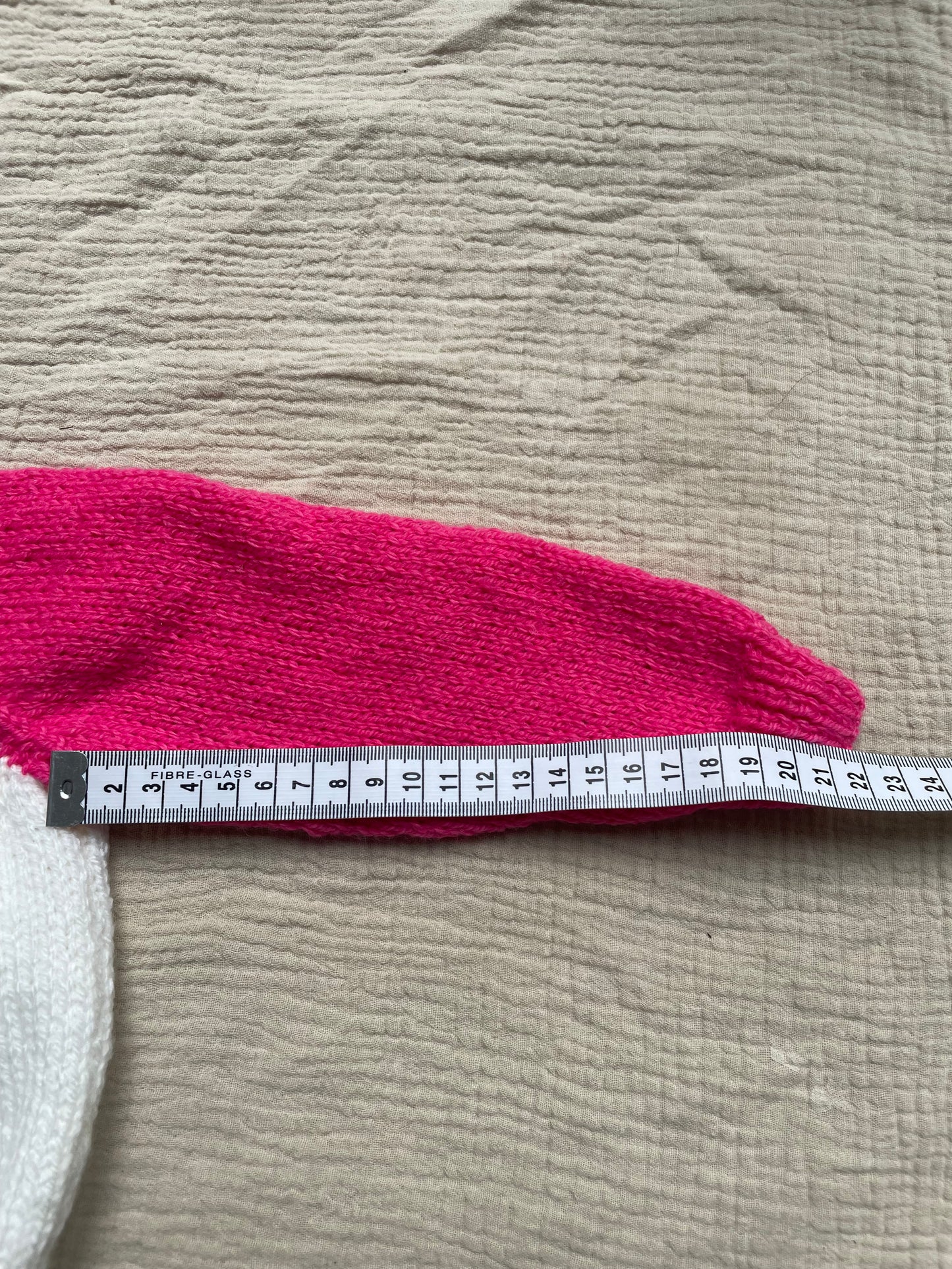 6-12m cream cardigan with hot pink sleeves