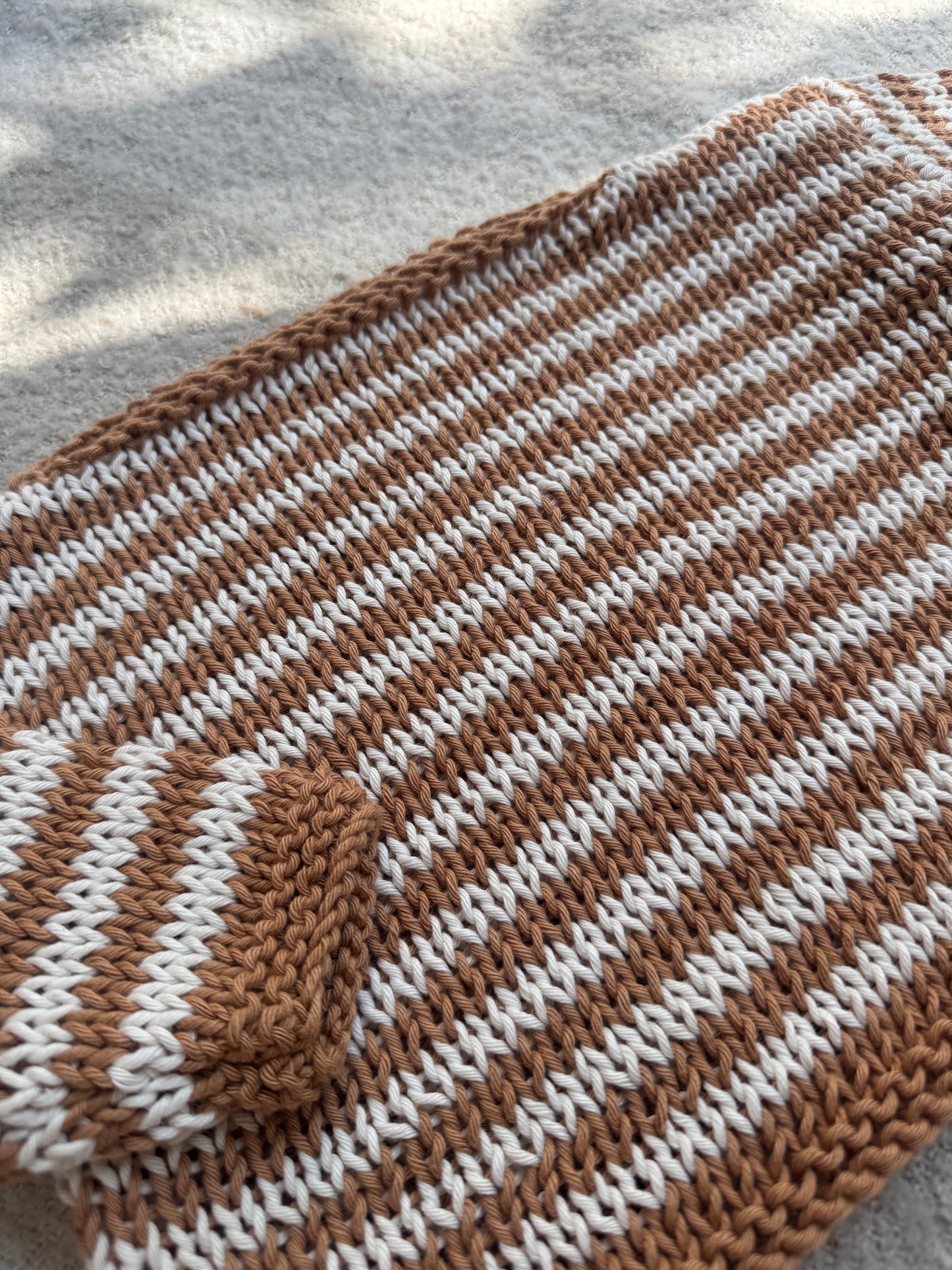 6-12 camel and cream cotton stripe jumper