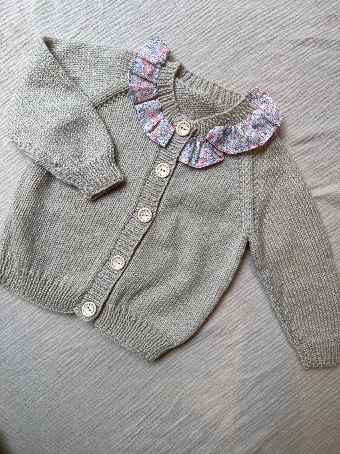 18-14m parchment cardigan with liberty collar