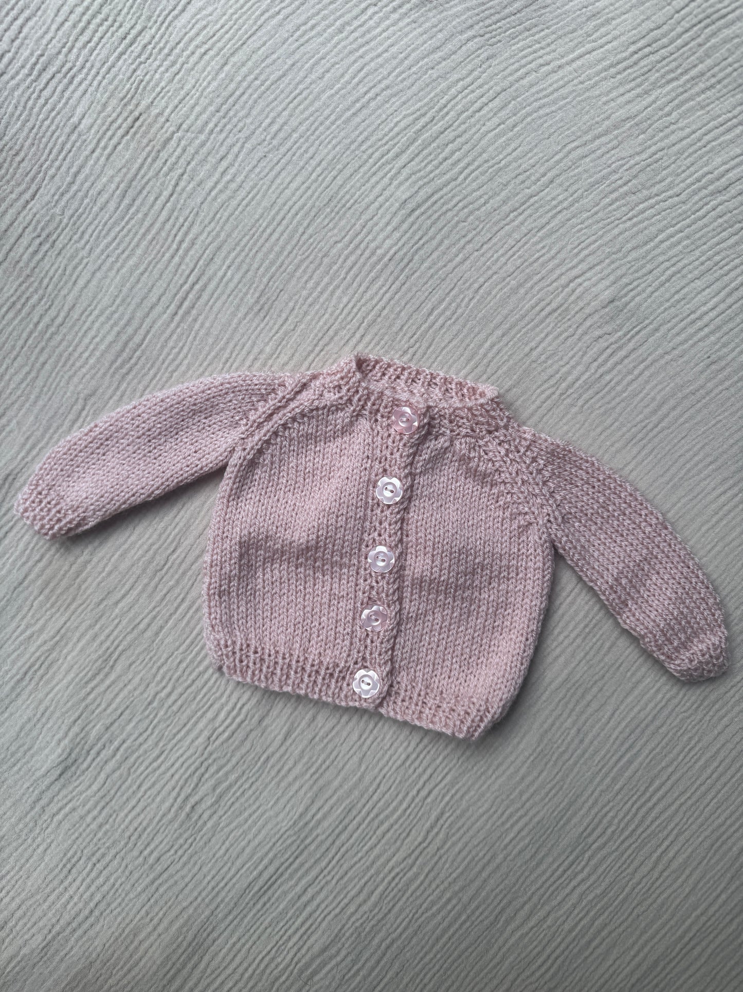 Newborn oyster pink cardigan