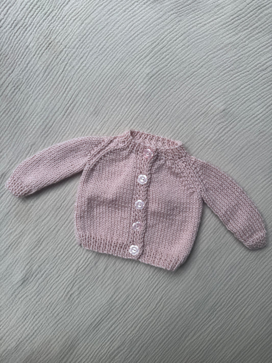 Newborn oyster pink cardigan