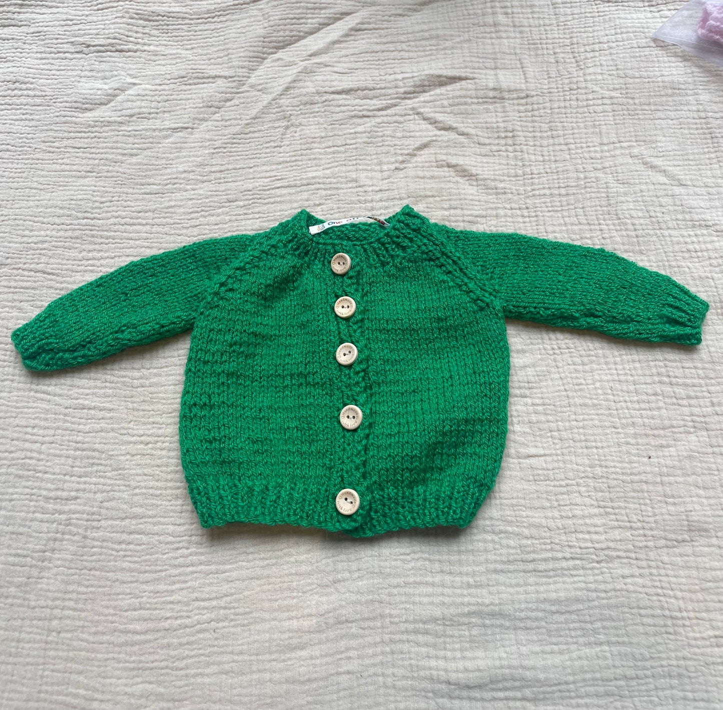 small 0-3m Christmas green cardigan