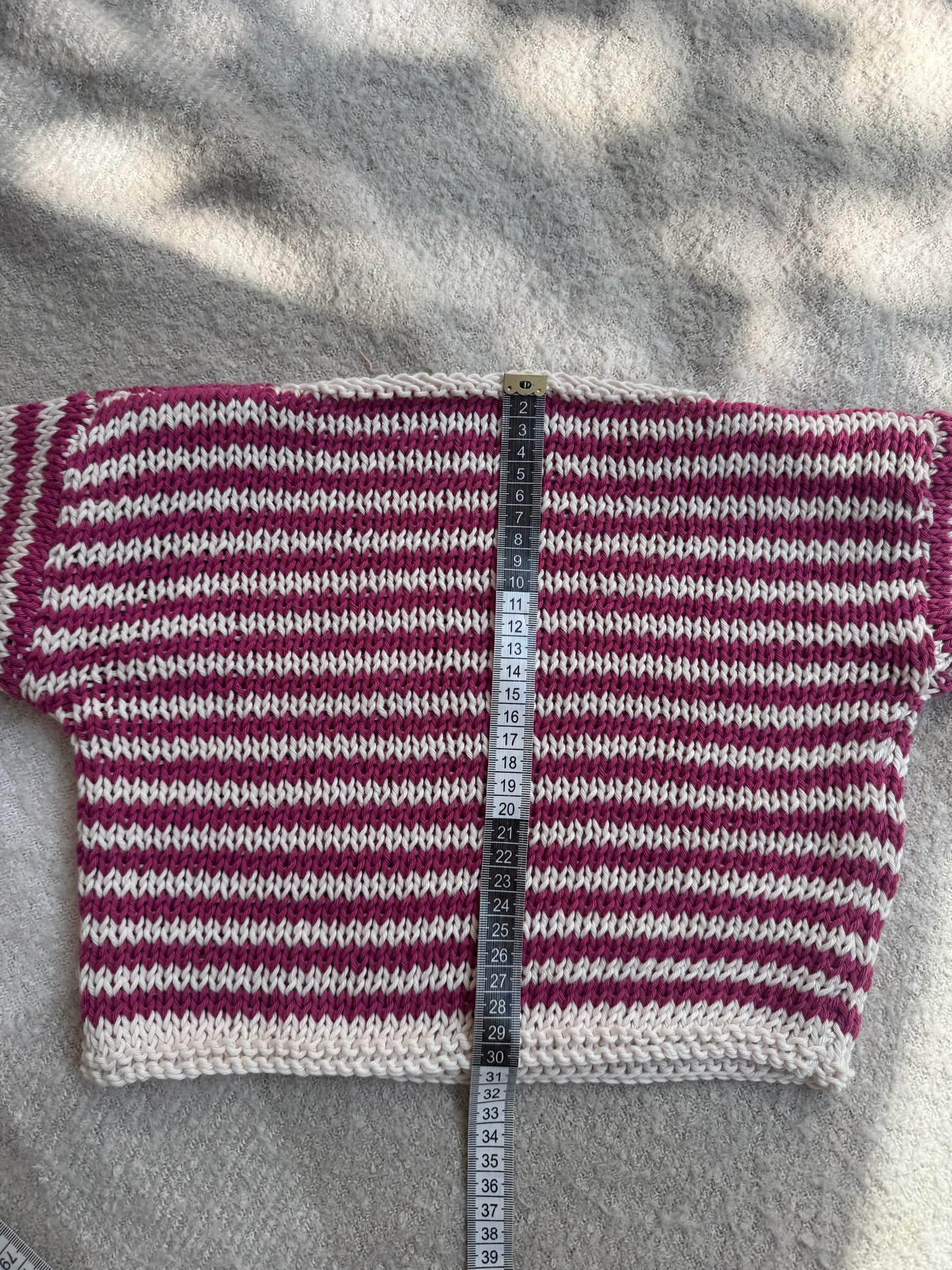 1-2 years raspberry and cream cotton stripe jumper
