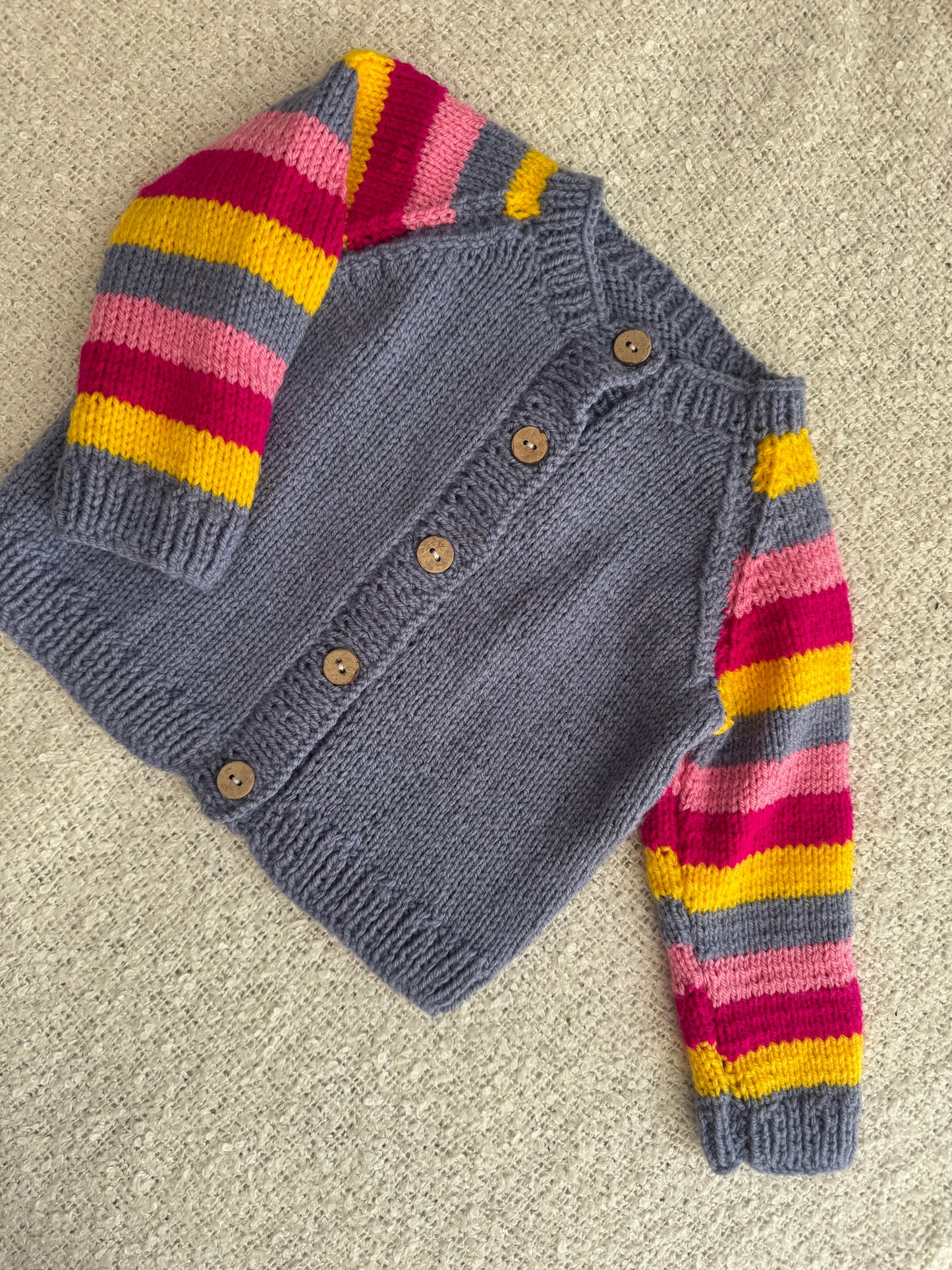 6-12months blue/rainbow cardigan