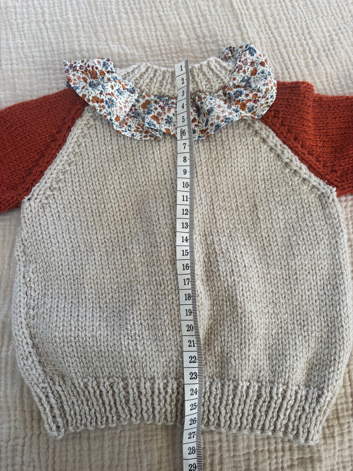 3-6m parchment and copper cardigan with liberty collar