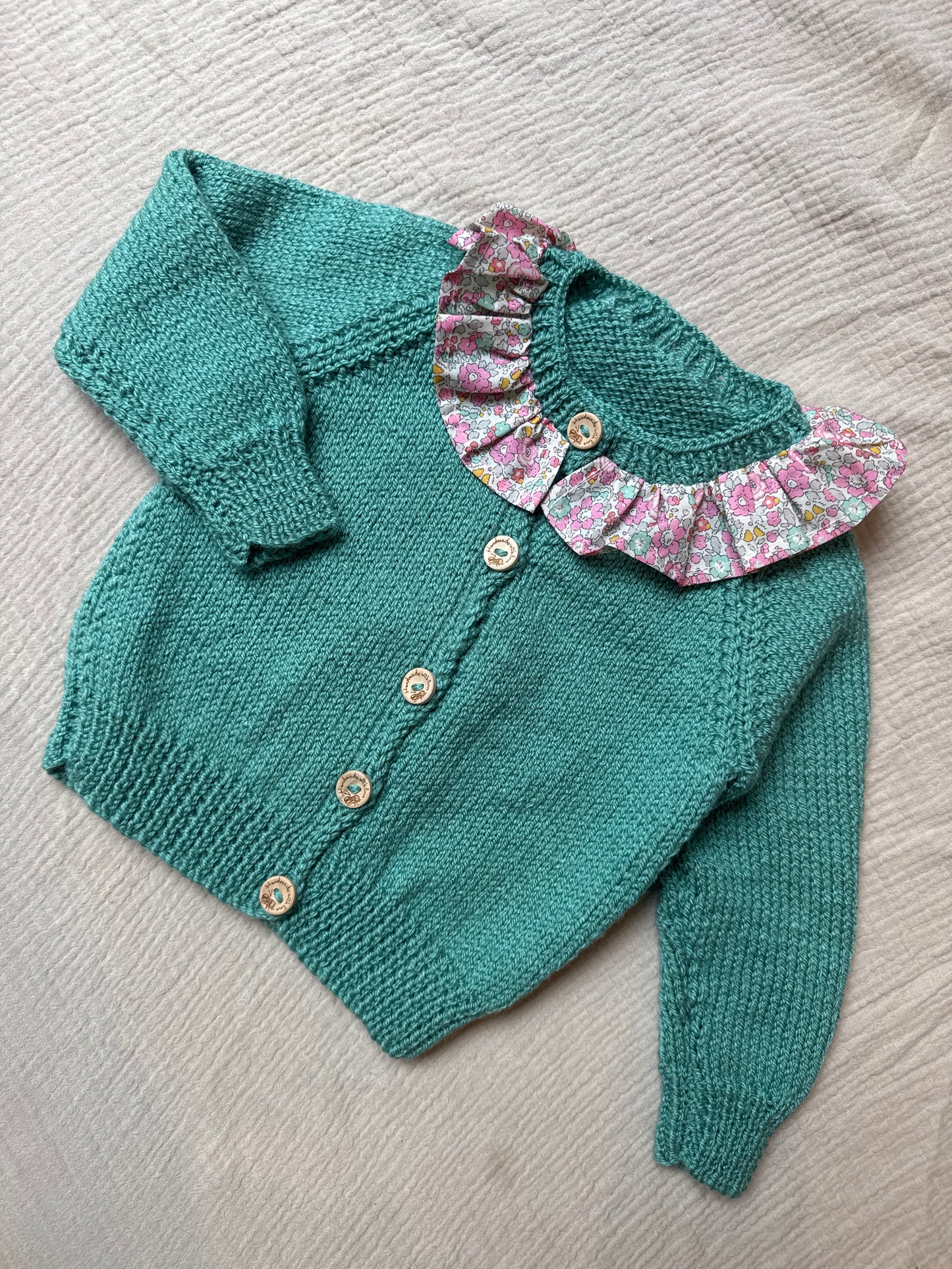 6-9m sage blue with collar cardigan