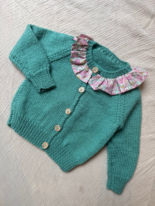 6-9m sage blue with collar cardigan